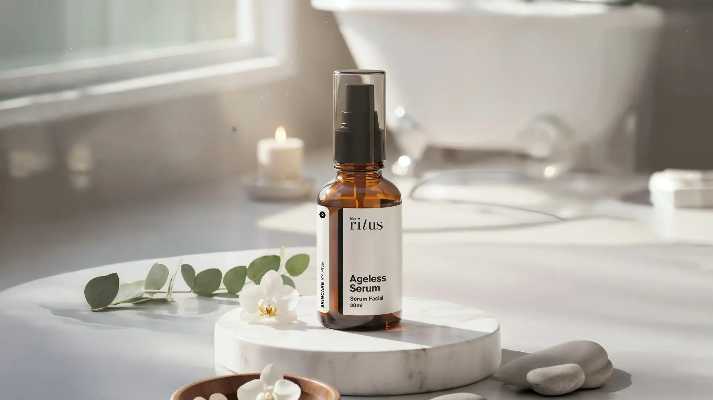 Ageless Serum Ritus (Hive) em frasco âmbar com pump